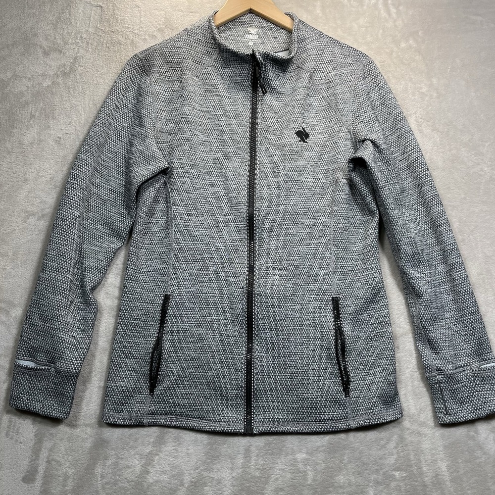 Running Rabbit Women's Run & Chill Zip Up Jacket - Charcoal Grey Waffle Large